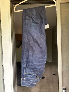 Men's Dark Blue Raw Denim Jeans